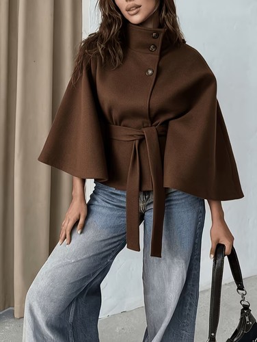 Damen cape mantel braun - braun, –