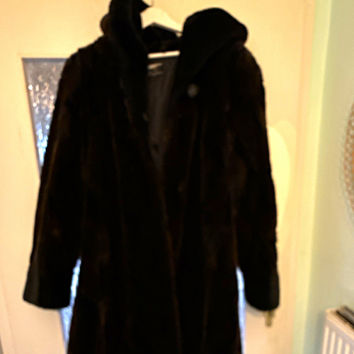 Damen pelz mantel - braun, lang