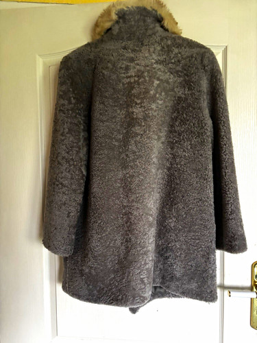 Damen pelz mantel grau braun - pelz, grau/braun