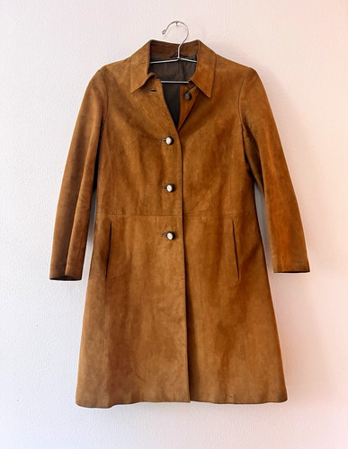 Damen leder mantel - braun, lang