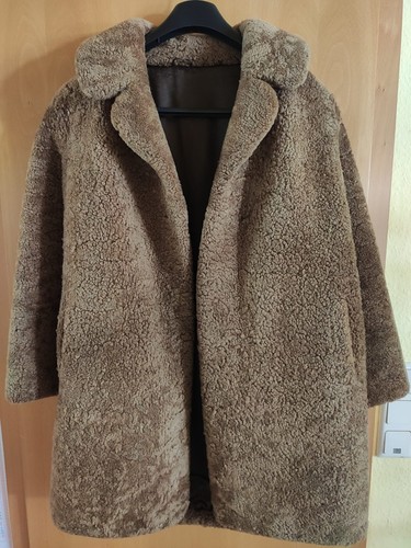 Damen teddyfell mantel - teddyfell, braun