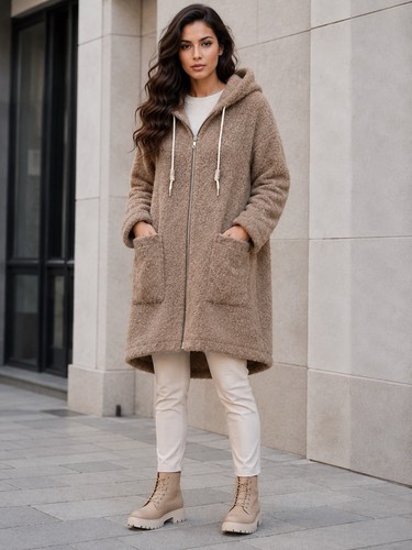 Damen teddy fleece mantel - teddy,