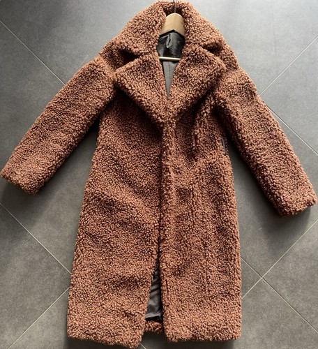 Damen teddy mantel braun - teddy, lang